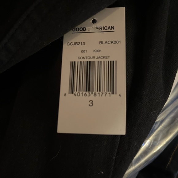 NWT Good American black contour denim jacket size 3 (Large ) - Picture 11 of 12